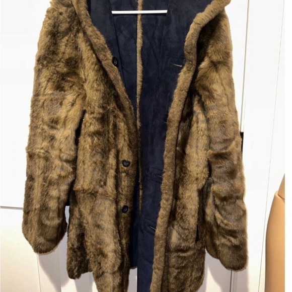 Dennis Basso reversible faux fur hooded coat size large - Picture 2 of 6